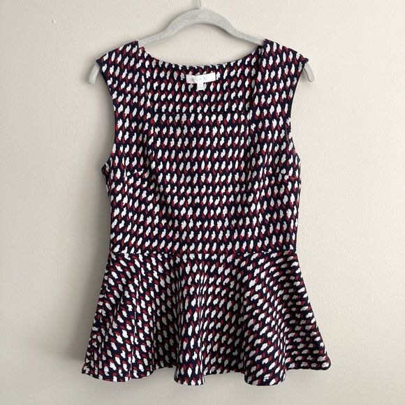 Eri + Ali Womens Medium Effie Peplum Blouse Square Neck Ponte Knit Top Cottage - Picture 2 of 11